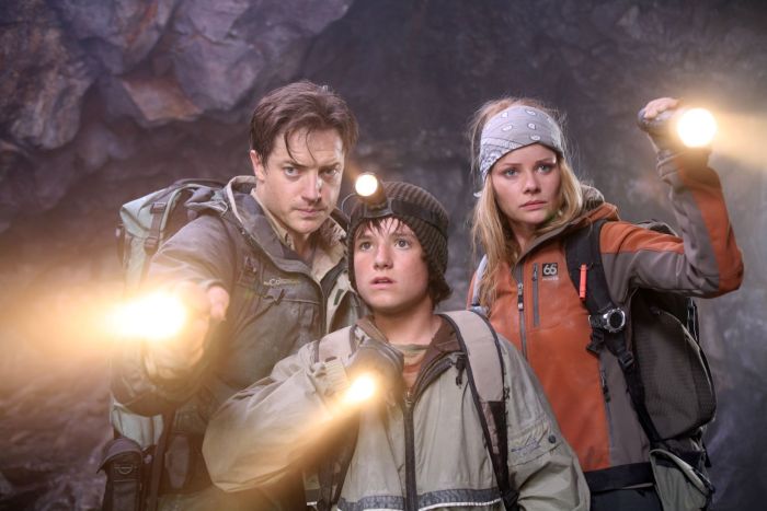 Brendan Fraser, Josh Hutcherson and Anita Briem.